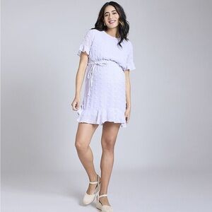 NEW…Motherhood Maternity Light Lavender  Dot Dress